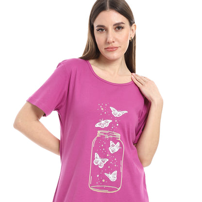 Short Sleeve Printed Nightgown