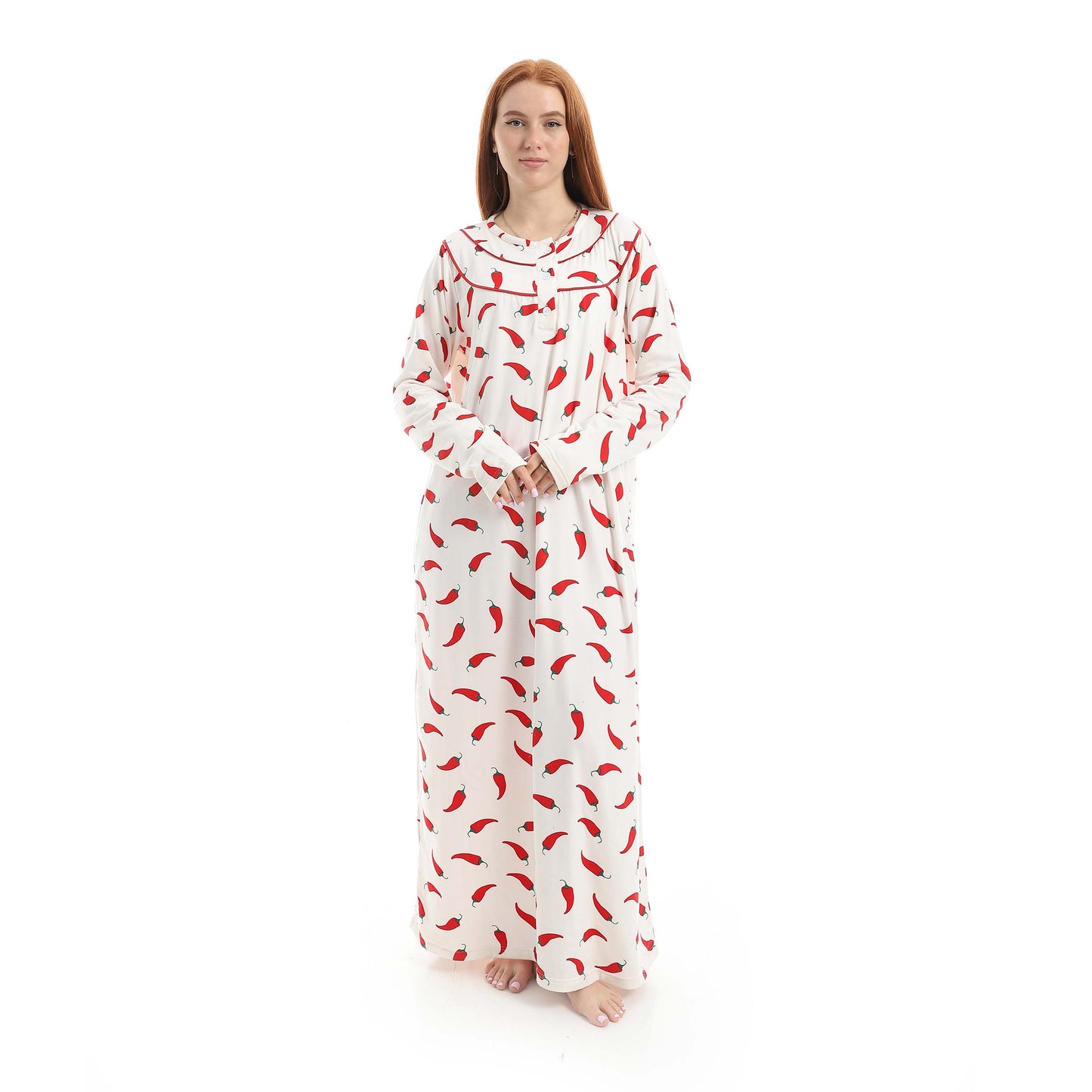 Classic Chili Pepper Print Nightgown