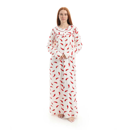 Classic Chili Pepper Print Nightgown