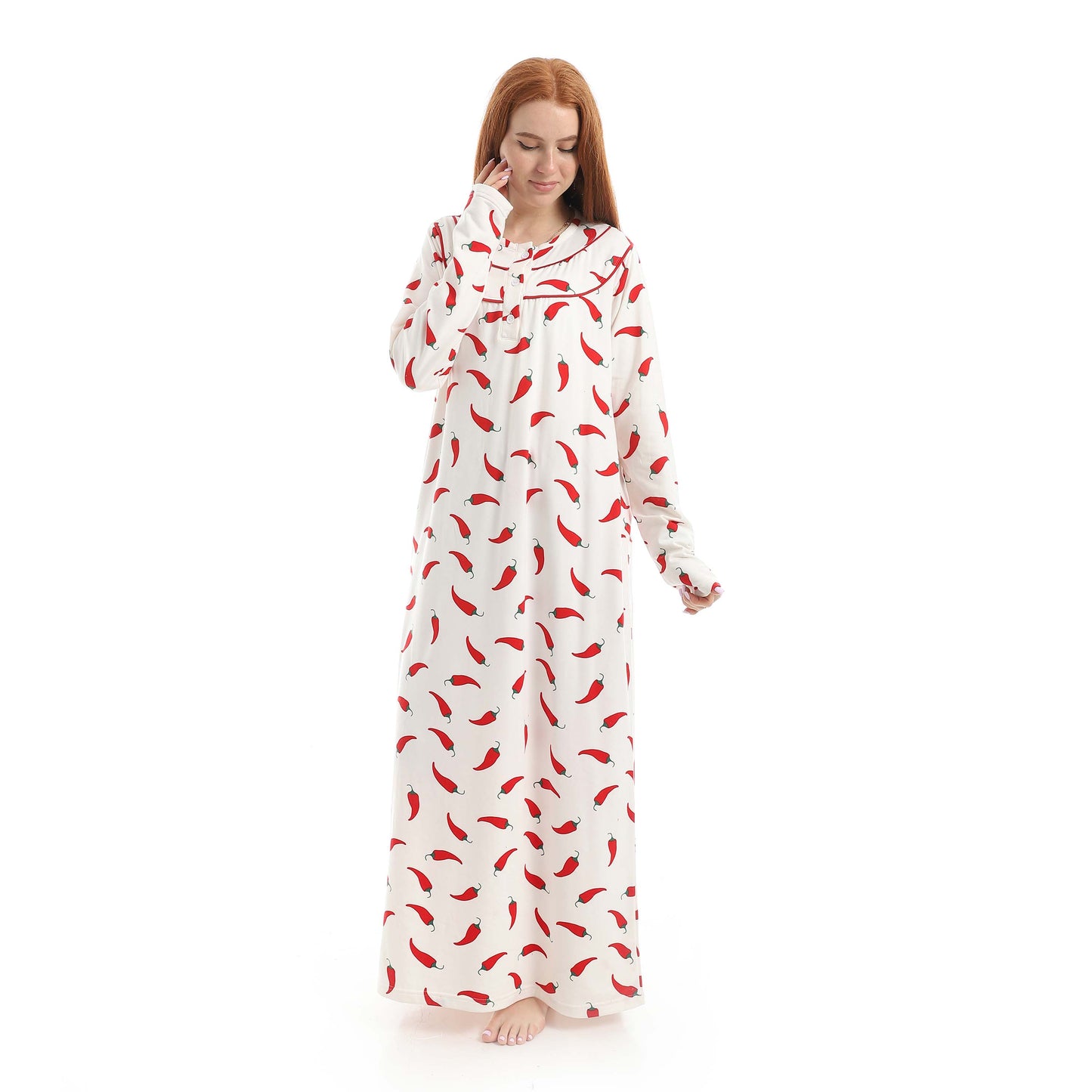 Classic Chili Pepper Print Nightgown