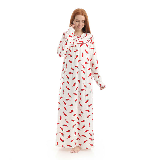 Classic Chili Pepper Print Nightgown