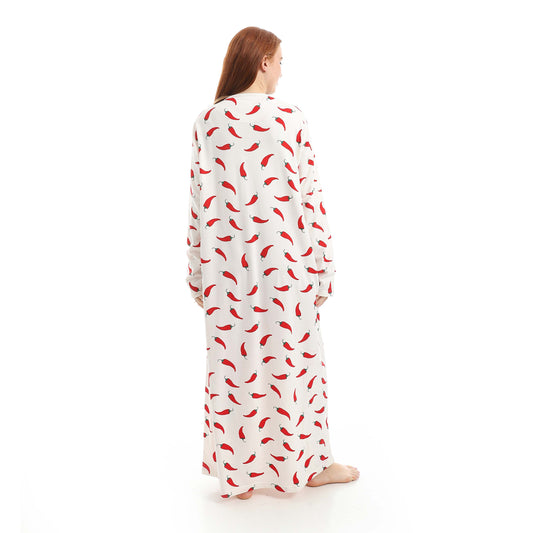 Classic Chili Pepper Print Nightgown