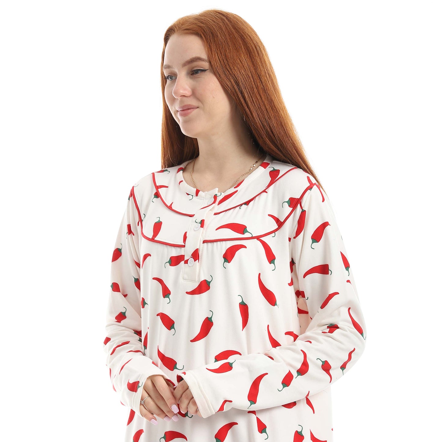 Classic Chili Pepper Print Nightgown