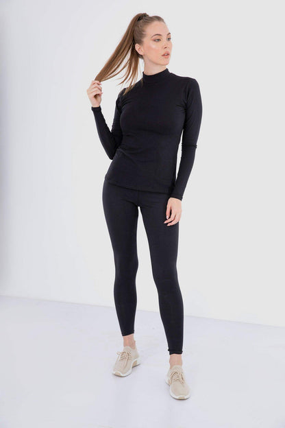 مجموعة من 3 قمصان قطنية بأكمام طويلة وياقة عالية