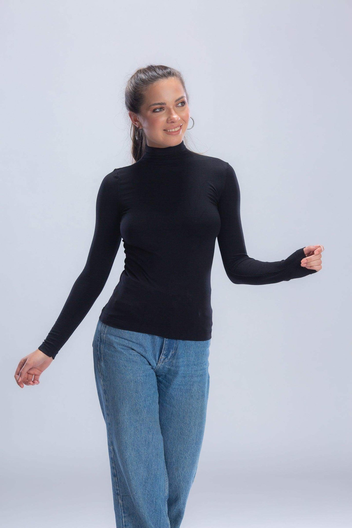 Carina High Neck Long Sleeve Top