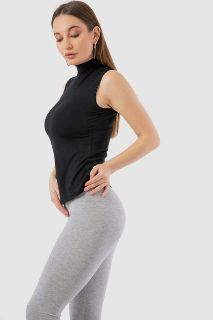 مجموعة من 3 قمصان فيسكوز بدون درزات برقبة عالية وبدون أكمام