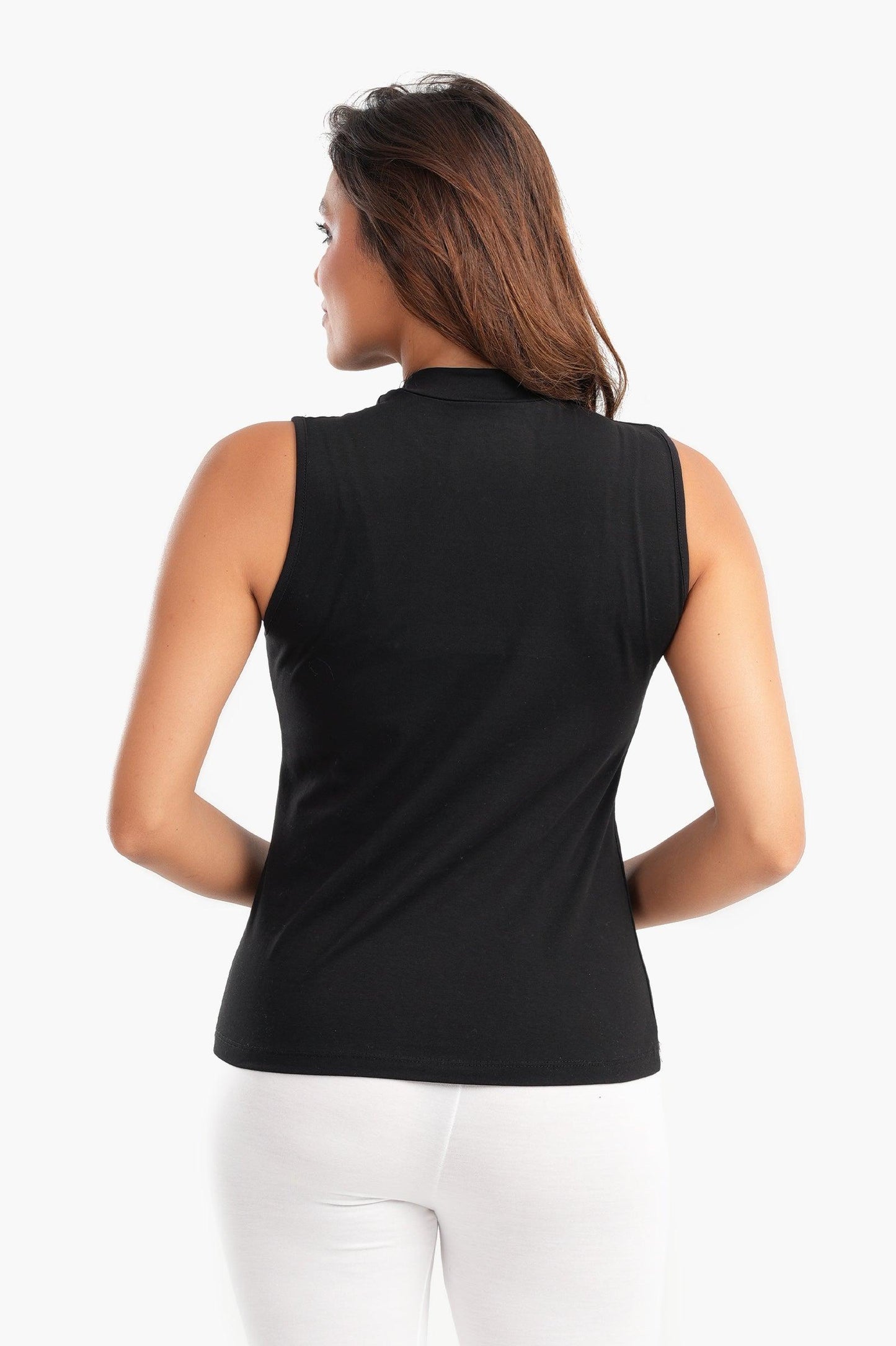 Black High Neck Slim Fit Top