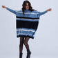 Carina High Neck Striped Poncho