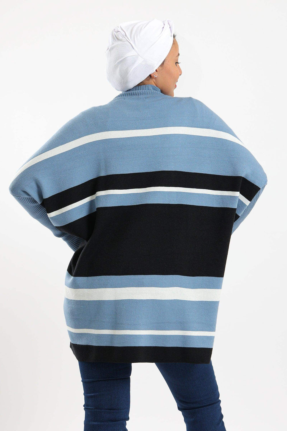 Carina High Neck Striped Poncho