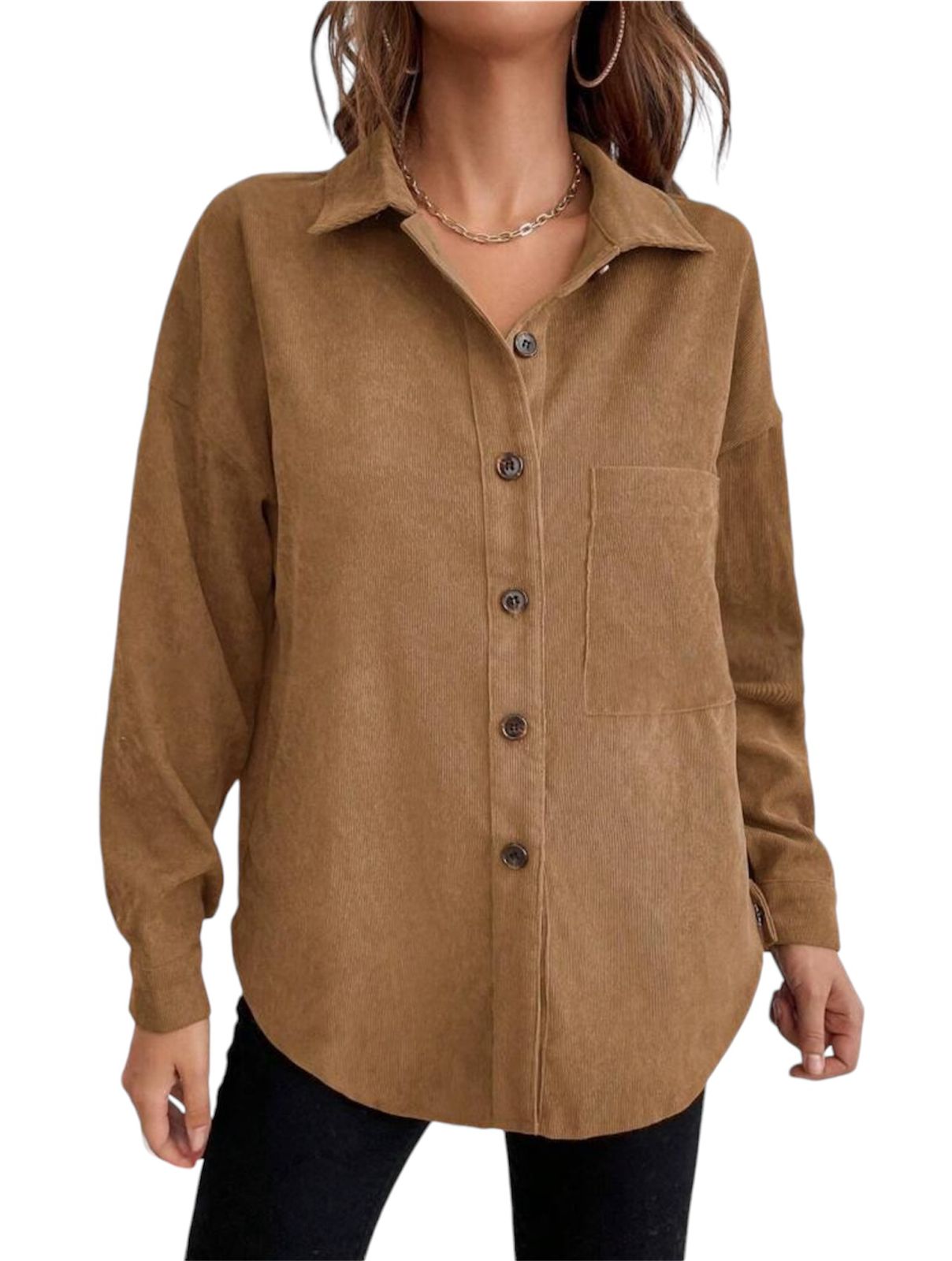 Khaki Velvet Ribbed Comfort Shirt