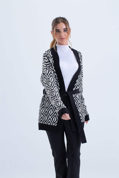 كارديجان محبوك مع حزام