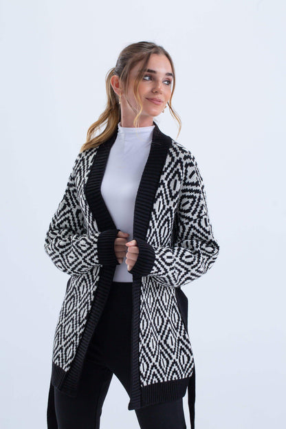 كارديجان محبوك مع حزام