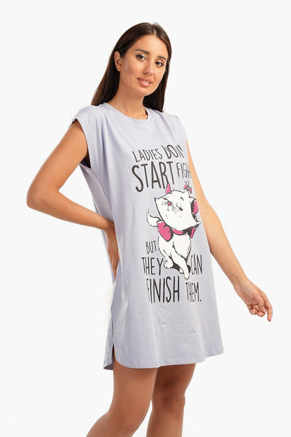 قميص نوم مطبوع باللون الخزامي