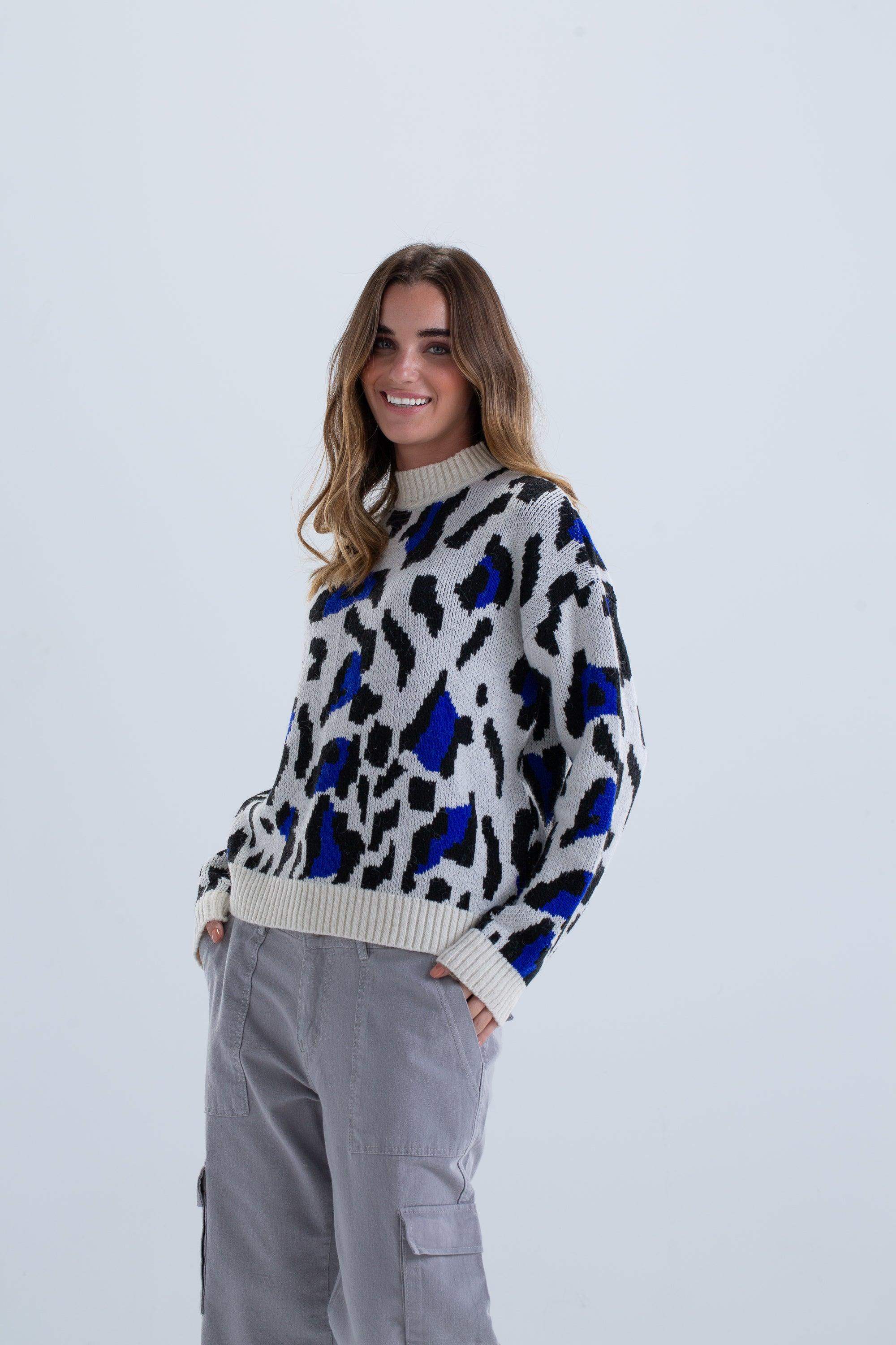 Carina Leopard Print Knitted Pullover RVVER