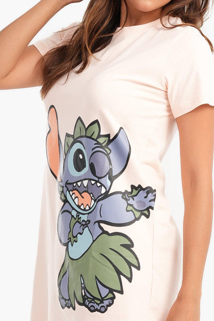 قميص نوم متوسط ​​الطول بطبعة سايمون فاتحة