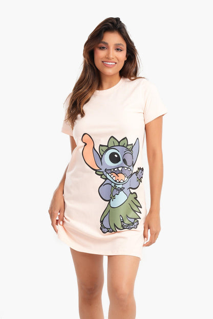 قميص نوم متوسط ​​الطول بطبعة سايمون فاتحة