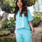 Carina Turquoise Striped Pyjama Set