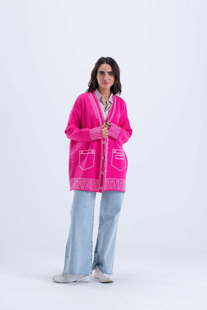 كارديجان محبوك بأكمام طويلة