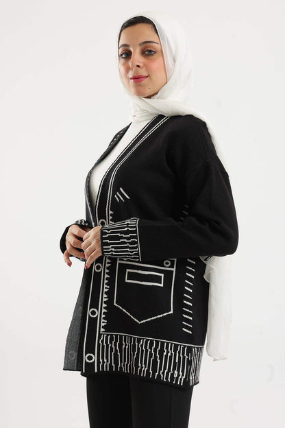 كارديجان محبوك بأكمام طويلة