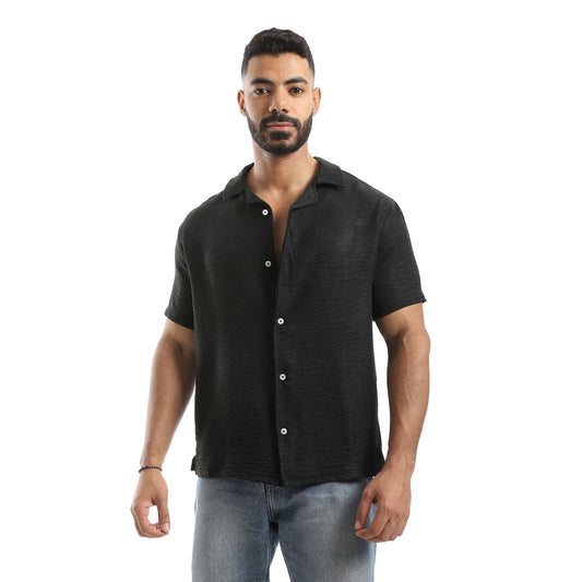 Half Sleeve Turn Down Collar Shirt
