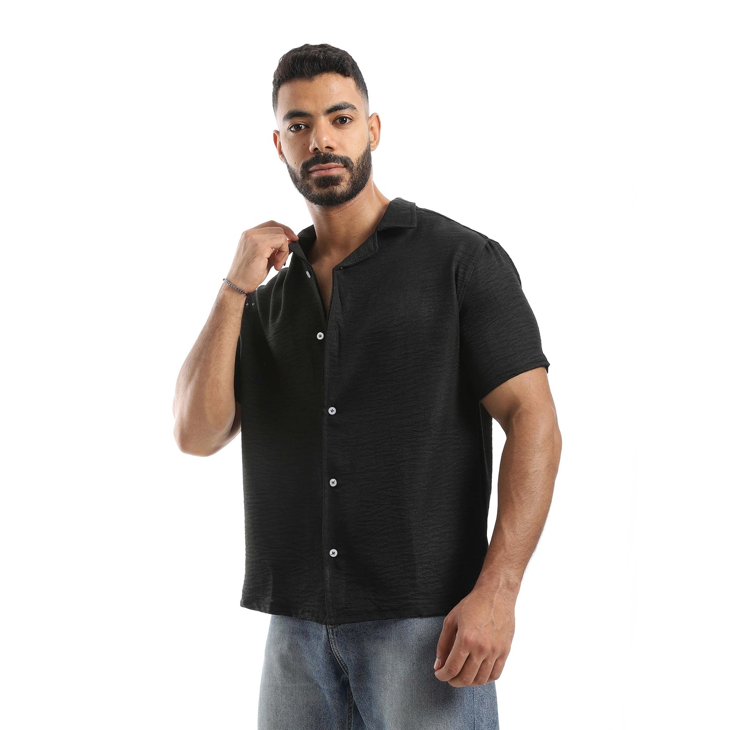 Half Sleeve Turn Down Collar Shirt