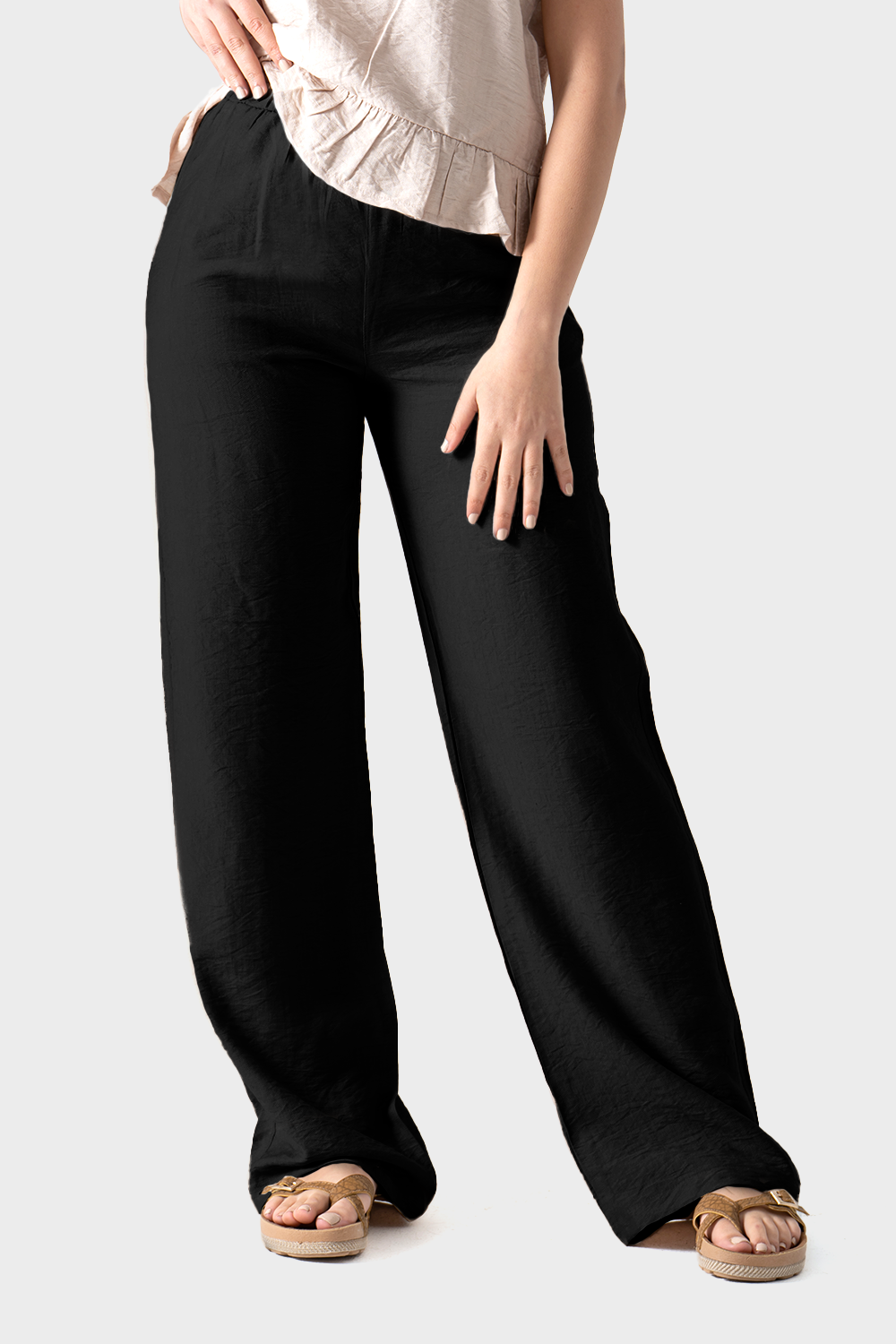 Okoye Black Wide Leg Trousers