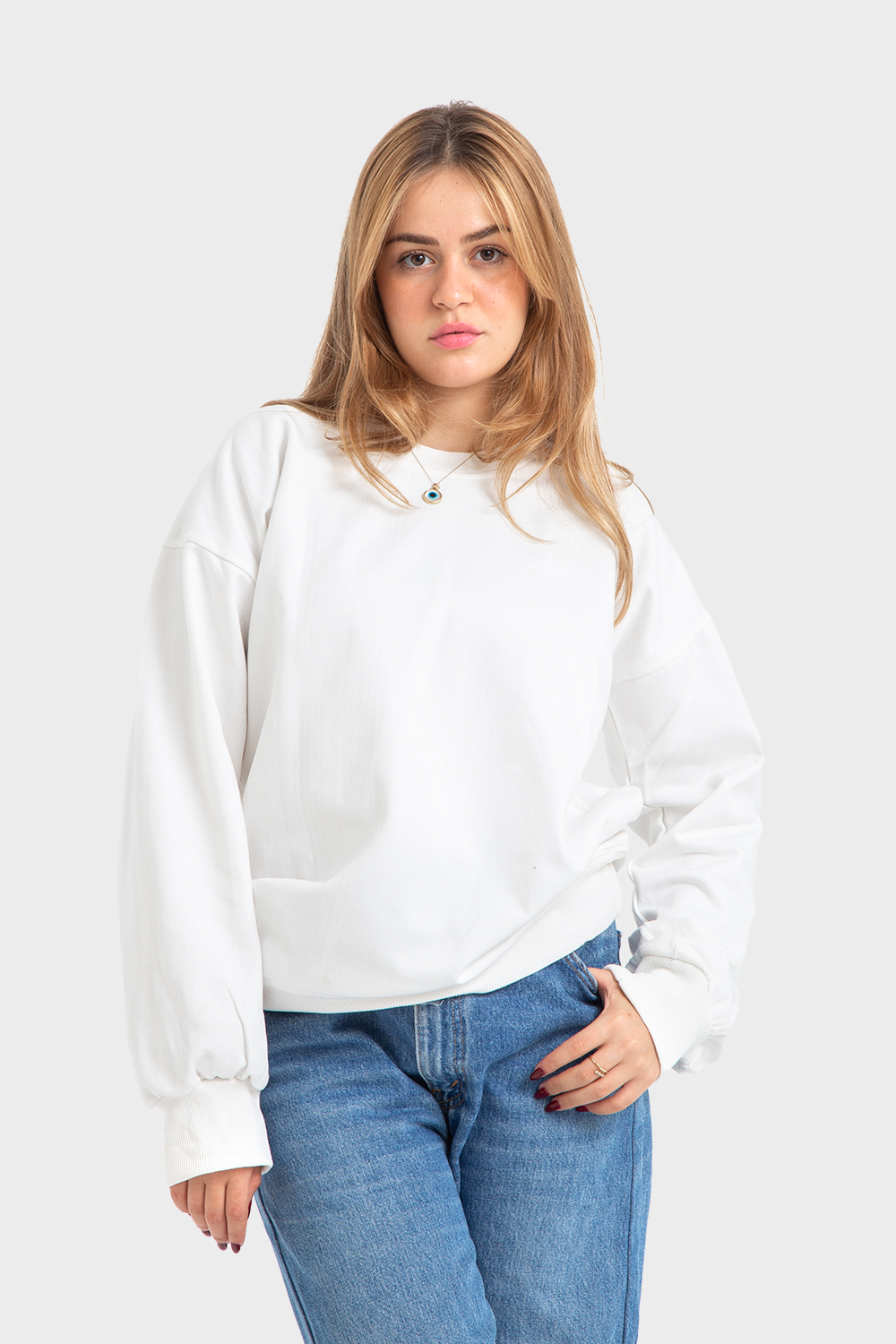 So-Off White Oversized Crew Neck Sweatshirt