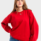 So-Off Red Oversized Crew Printed Sweatshirt