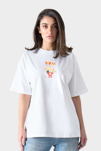 Okoye White Noodles Printed Oversized T-Shirt