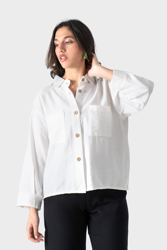 Okoye White Loose Fit Shirt