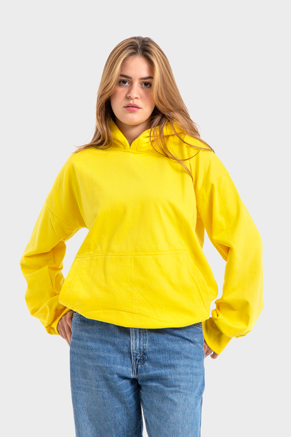 Feature Line Yellow Oversized Printed Hoodie