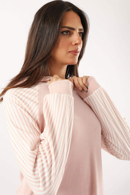 قميص نوم ماكسي بأكمام مخططة