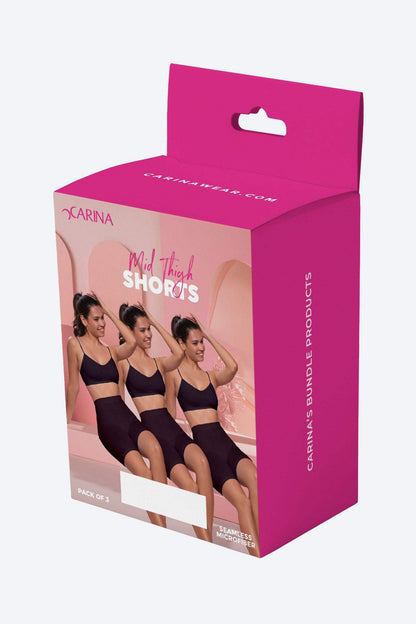 مجموعة من 3 شورتات من الألياف الدقيقة حتى منتصف الفخذ