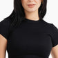 Black Microfiber Short Sleeves Top