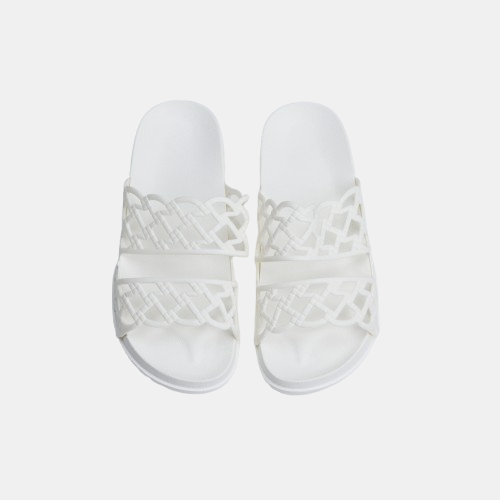 White Perforated Flat Marbella Slide