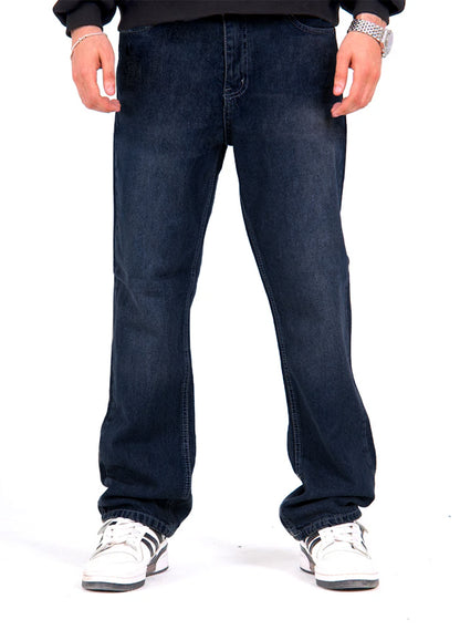 Regular Fit Denim Pants - Washed Dark Blue