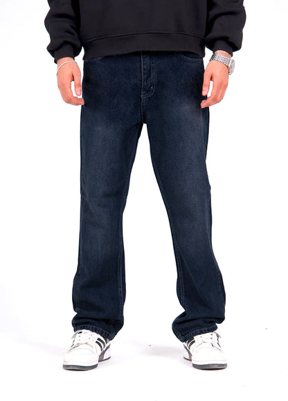 Regular Fit Denim Pants - Washed Dark Blue