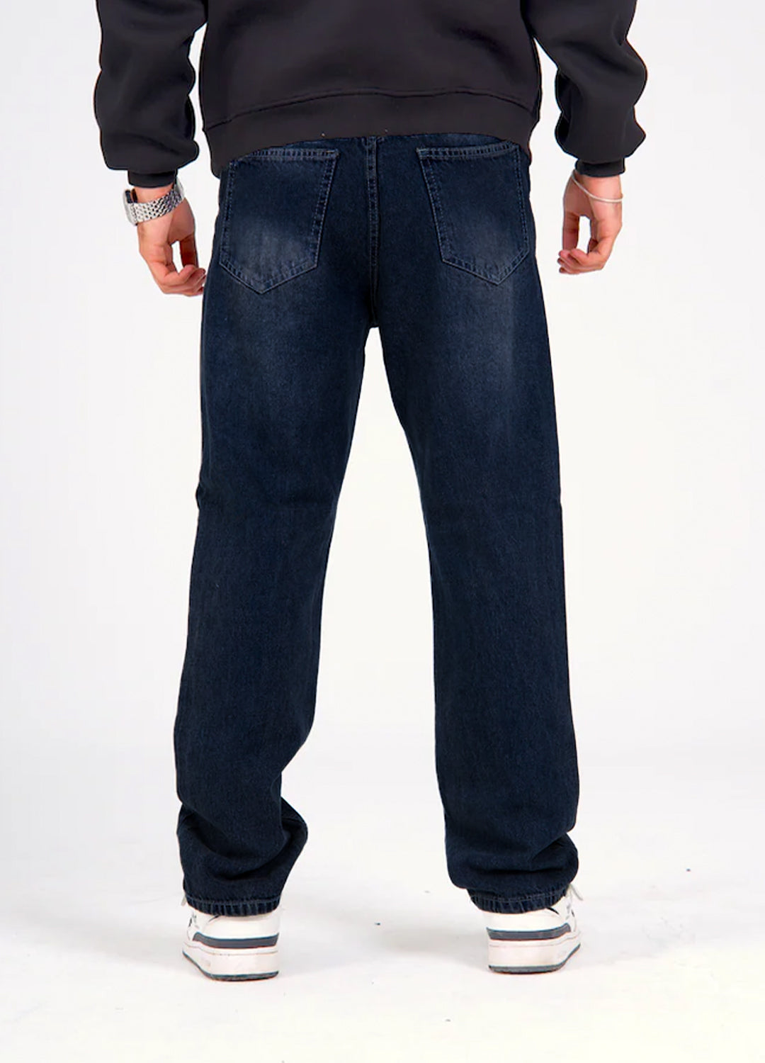 Regular Fit Denim Pants - Washed Dark Blue