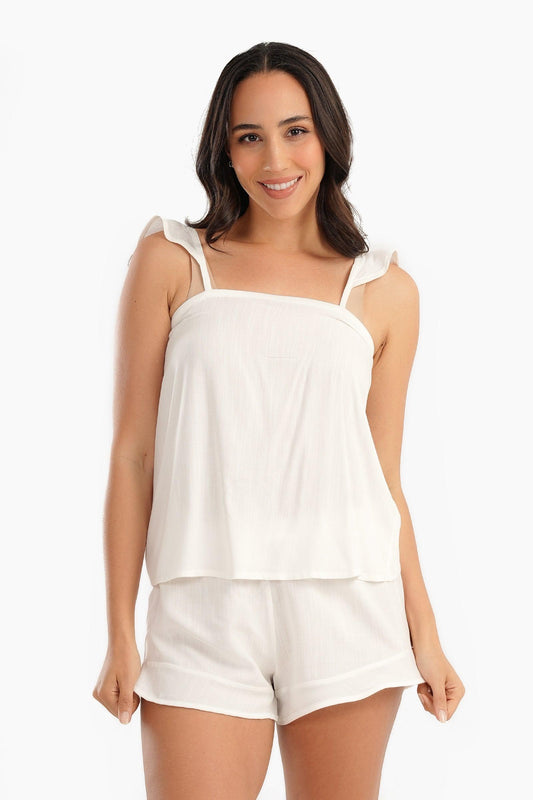 Off-White Viscose Pyjama Set