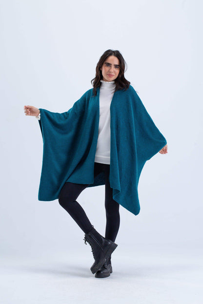 Solid Wool Open Poncho