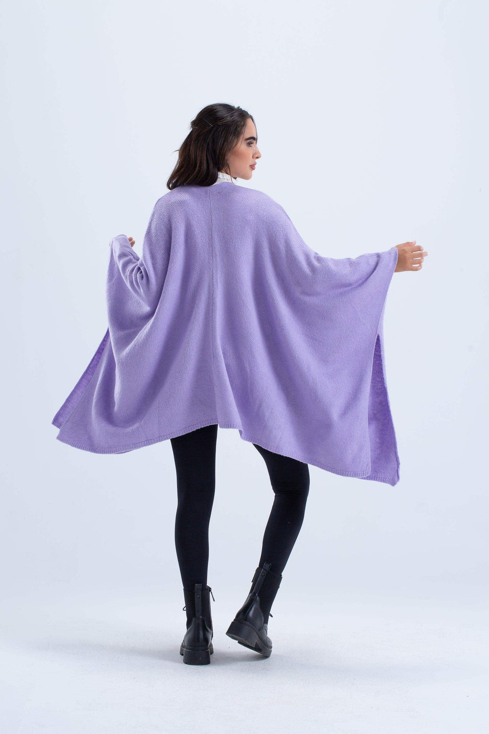 Carina Solid Wool Open Poncho