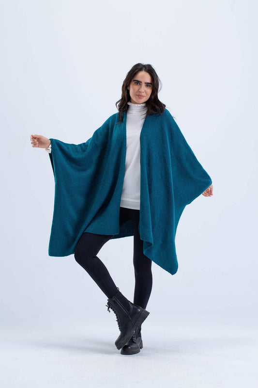 Carina Solid Wool Open Poncho