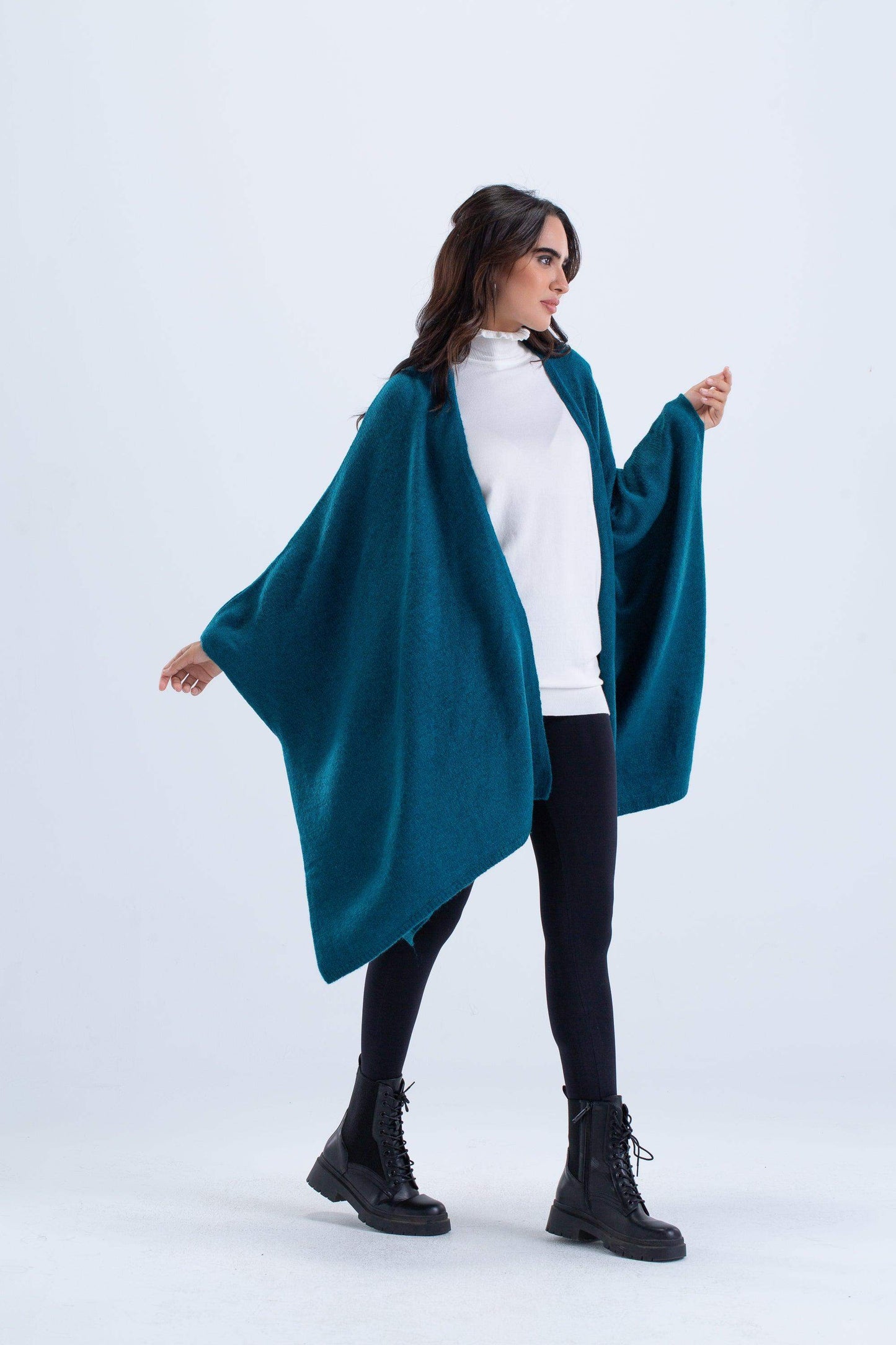 Carina Solid Wool Open Poncho