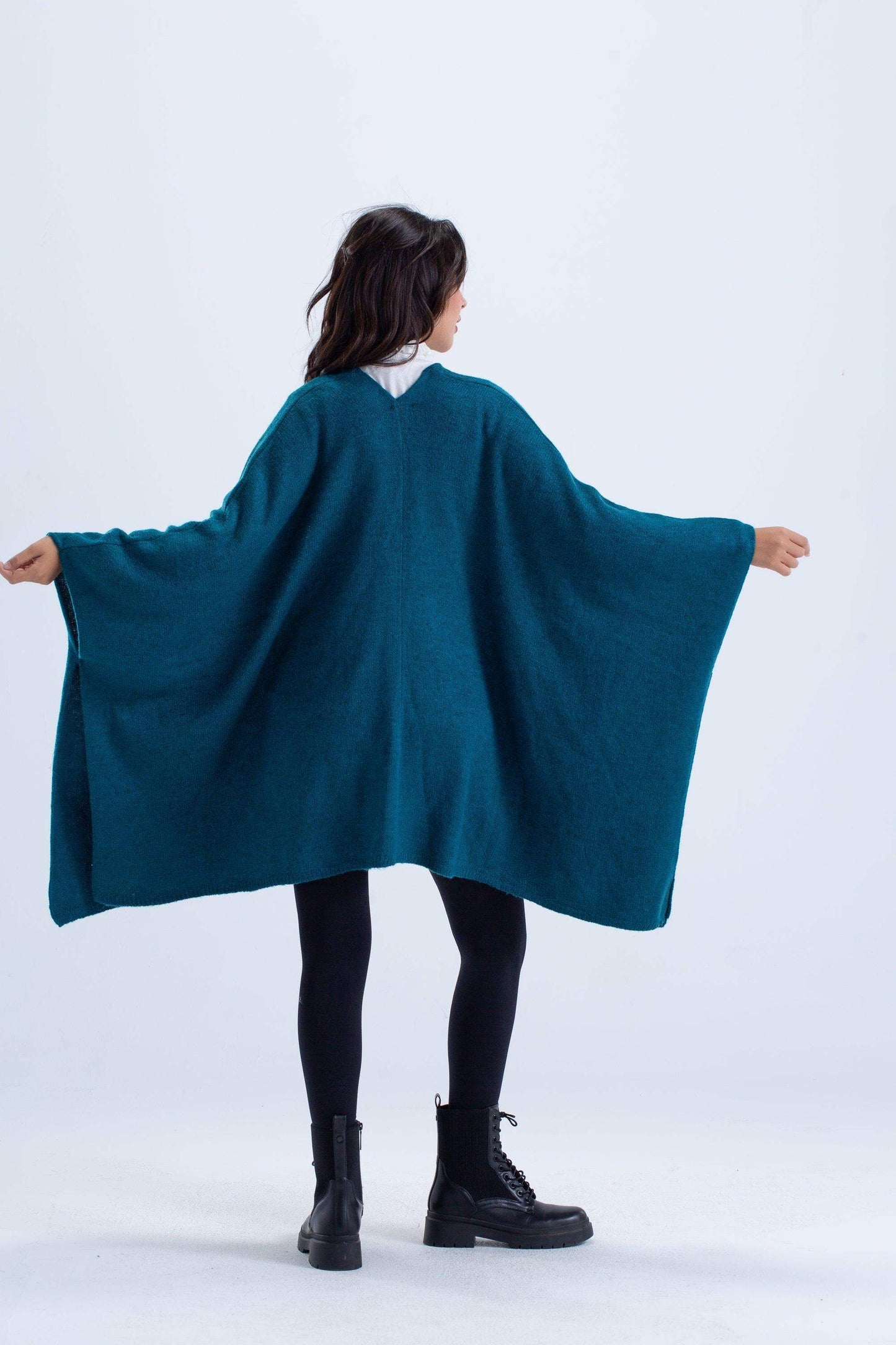 Carina Solid Wool Open Poncho