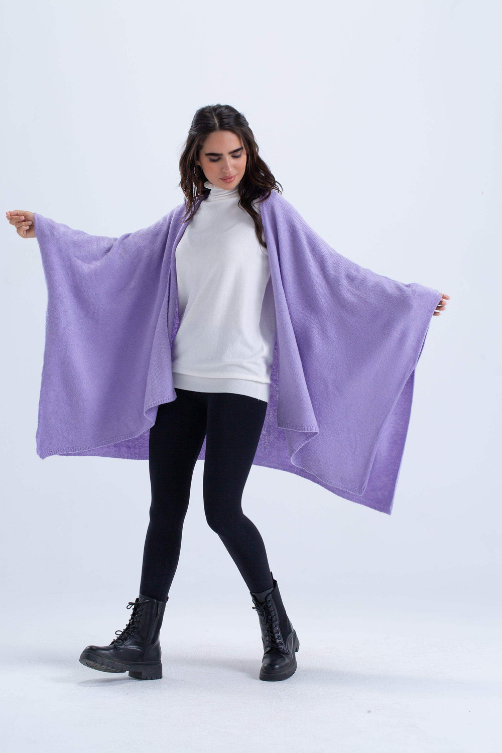 Carina Solid Wool Open Poncho