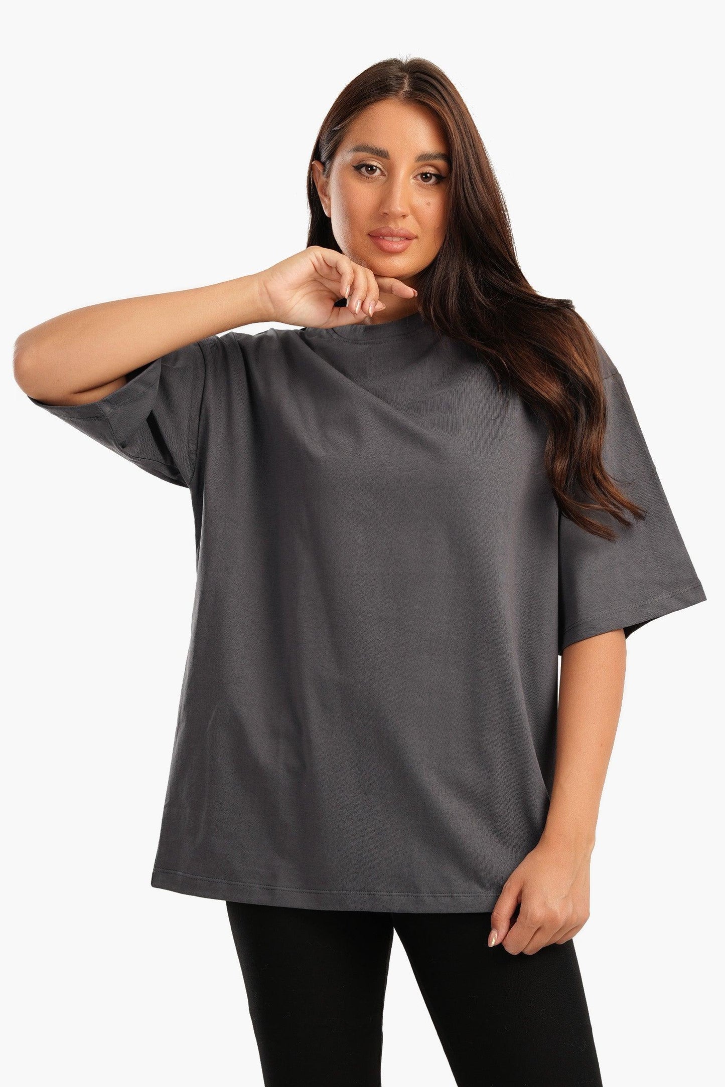 Dark Gray Oversized Plain Lounge T-Shirt