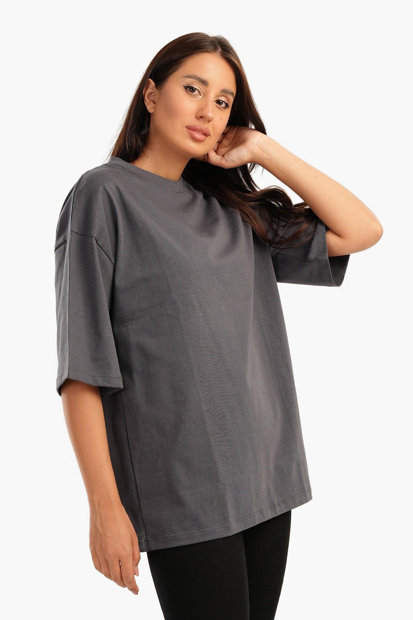 Dark Gray Oversized Plain Lounge T-Shirt