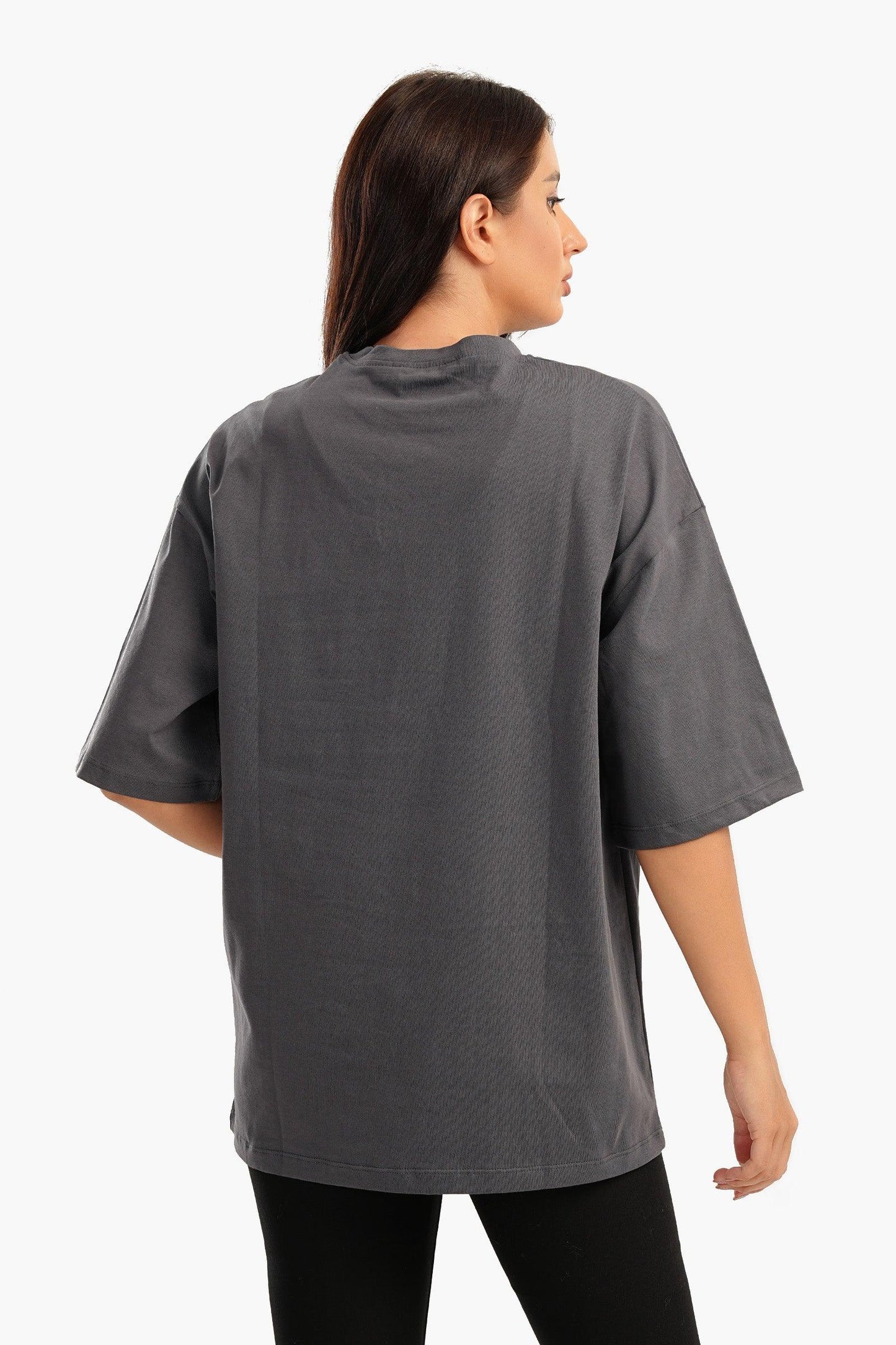 Dark Gray Oversized Plain Lounge T-Shirt