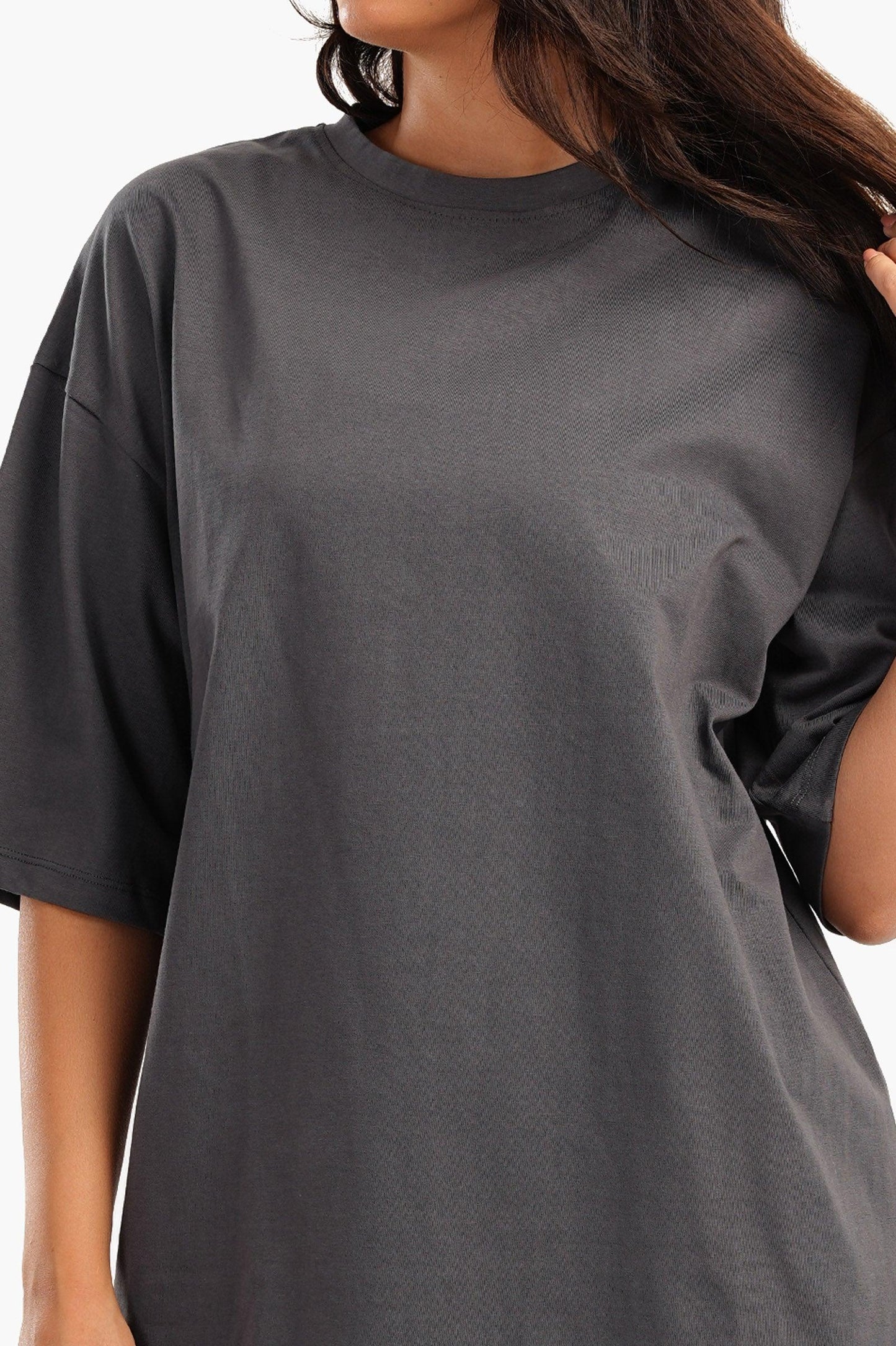 Dark Gray Oversized Plain Lounge T-Shirt