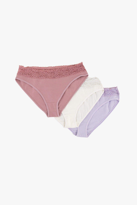 Carina Pack of 3 Bikini Panties with Lace